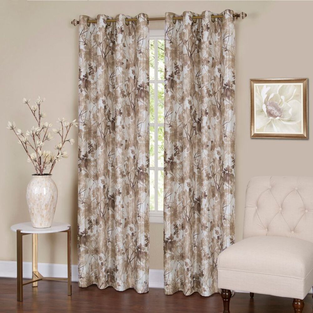 50 x 63 in. Tranquil Lined Grommet Window Curtain Panel, Tan